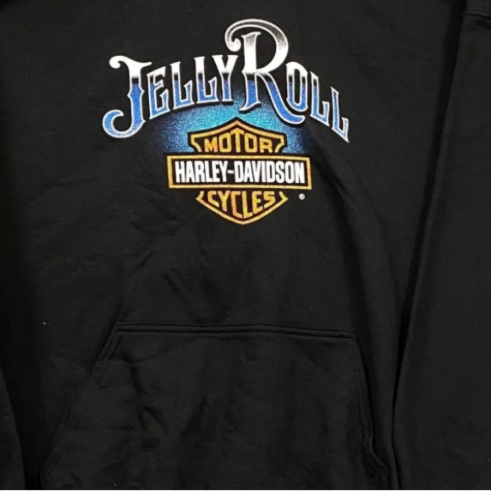 Harley-Davidson Black Hoodie with Jelly Roll Graphic